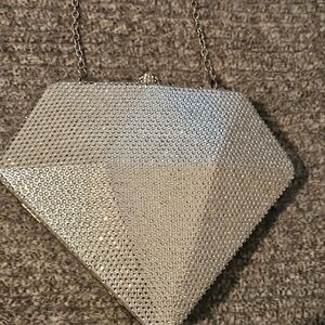 Silver Diamond-Shaped Evening Bag
